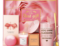 Gifts for Women, Mom, Wife, Girlfriend, Sister, Daughter, Grandma: Mothers Day Gifts, Happy Birthday, Christmas, Valentines Day, Pink Rose Spa Baskets Set